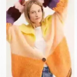 Free People Mohair Rainbow Cardigan NWOT